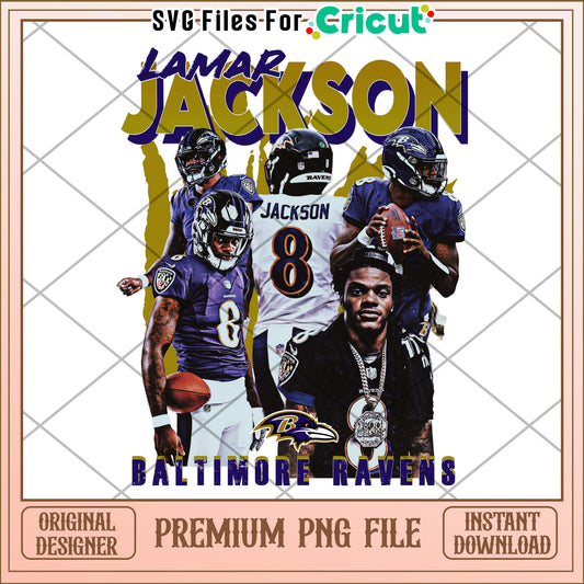 Lamar Jackson Baltimore Ravens PNG File, Perfect for Cricut Projects