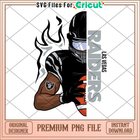 Las Vegas Raiders Football Player PNG Design, Instant Download File