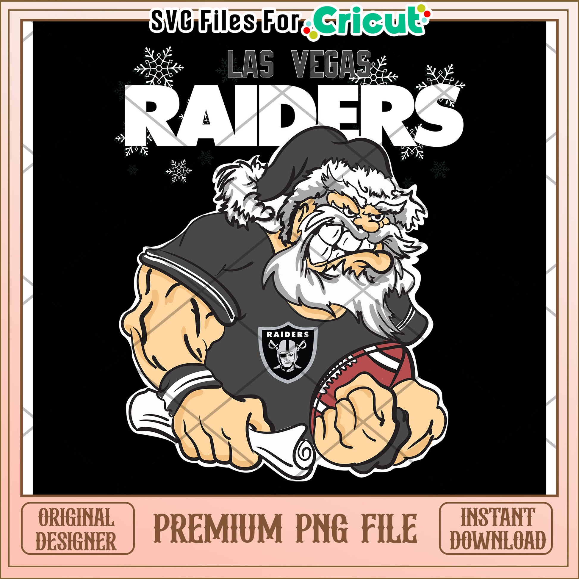 Las Vegas Raiders Santa PNG Design, Perfect for Cricut Users