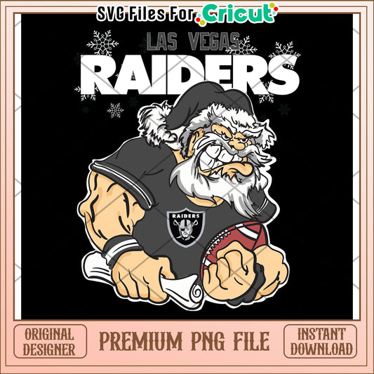 Las Vegas Raiders Santa PNG Design, Perfect for Cricut Users