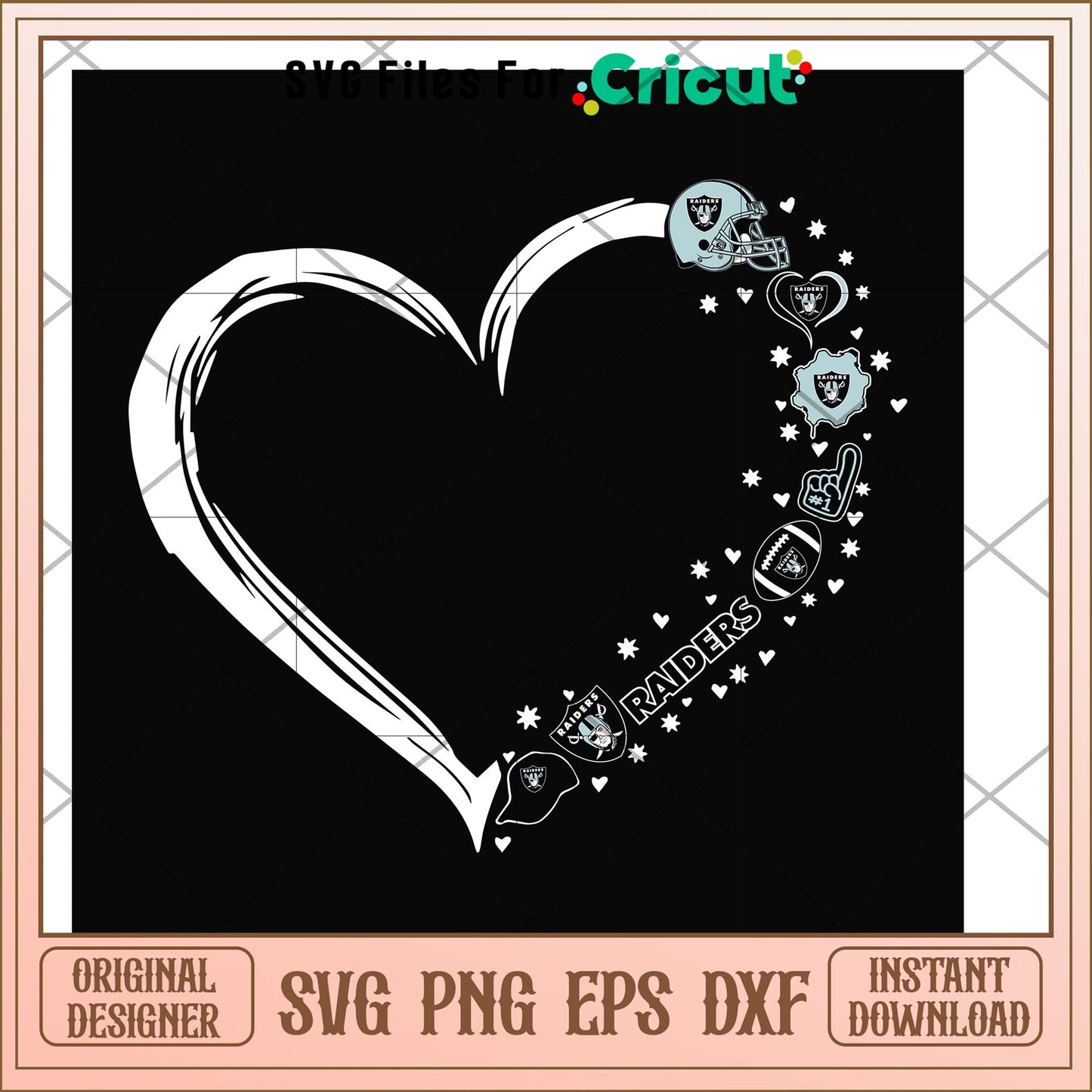 Las Vegas Raiders heart shape svg, Las Vegas Raiders svg, new nfl svg