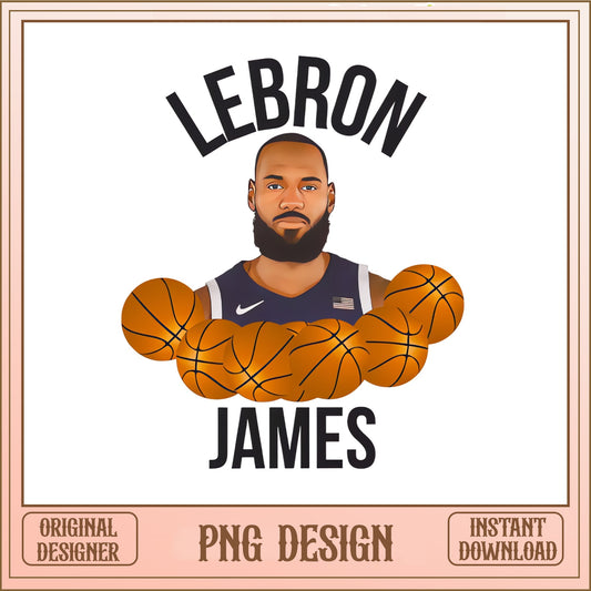 LeBron James Basketball PNG, NBA Player Design, Sports PNG