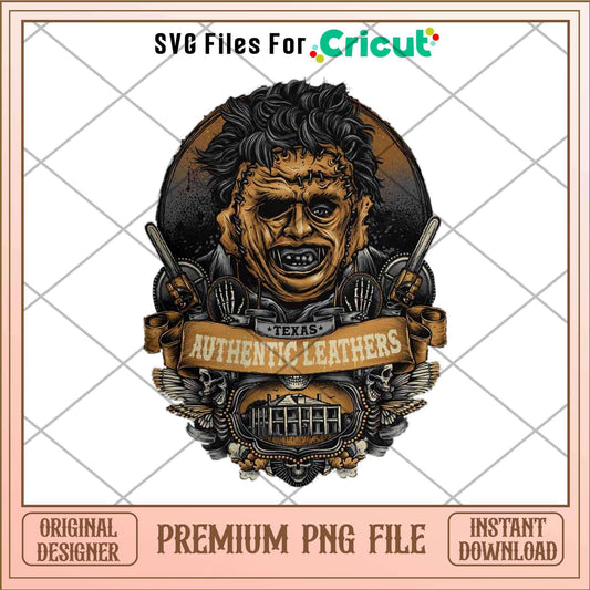 Leatherface Texas Authentic Leathers Halloween png, Horror characters png, Digital Download