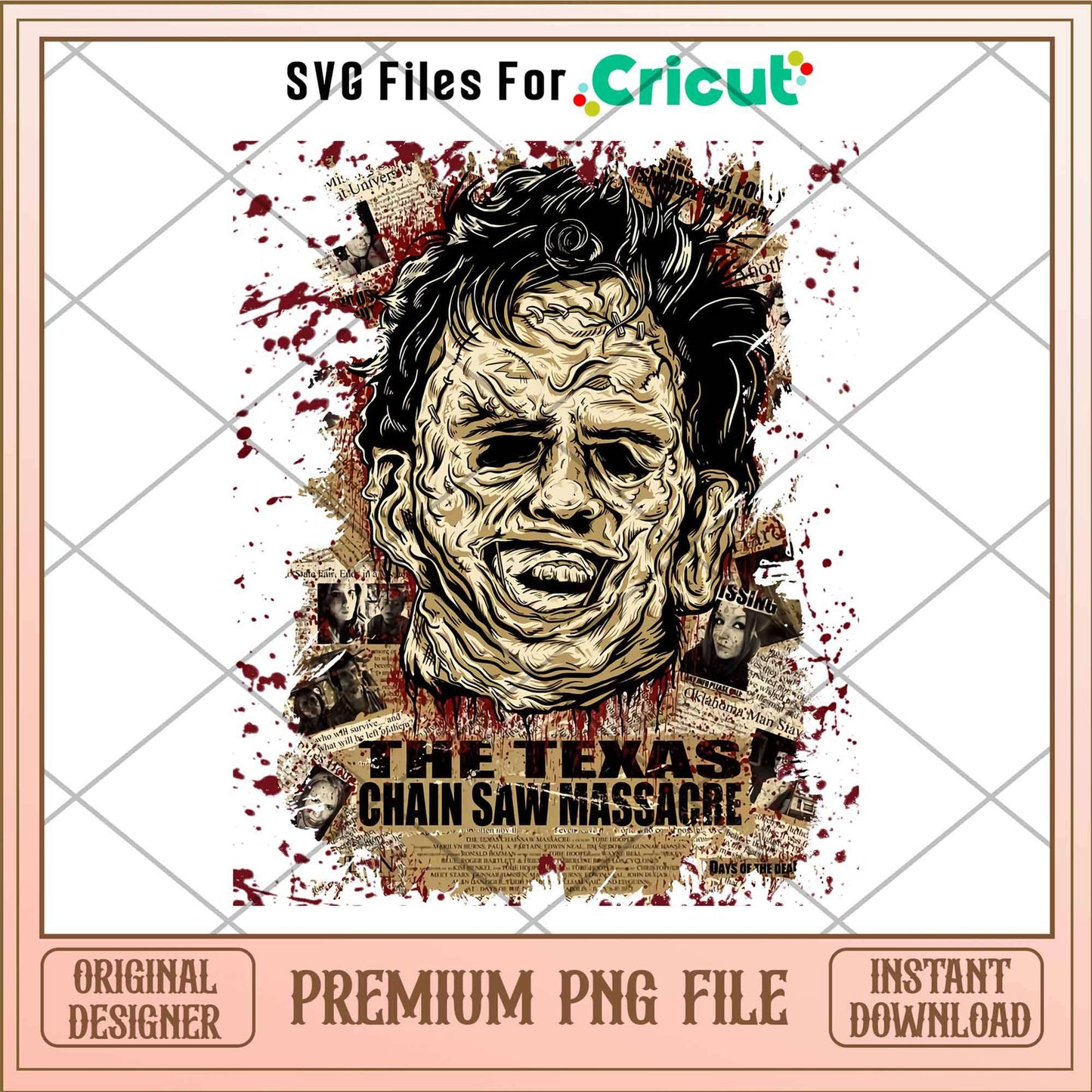 Leatherface The Texas Chain Saw Massacre png, Horror characters png, Digital Download