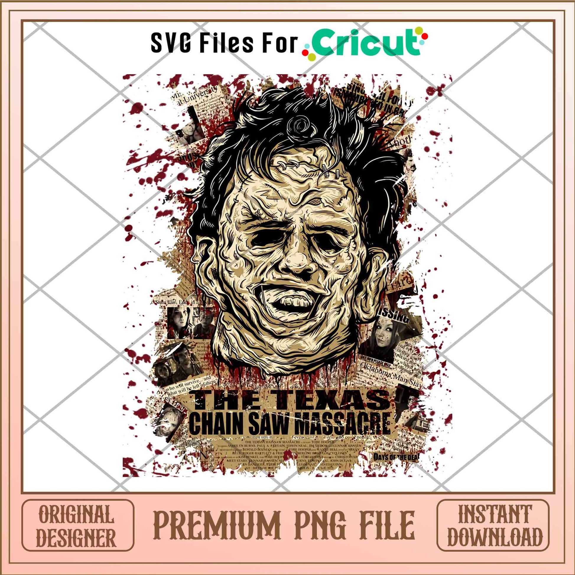 Leatherface The Texas Chain Saw Massacre png, Horror characters png, Digital Download