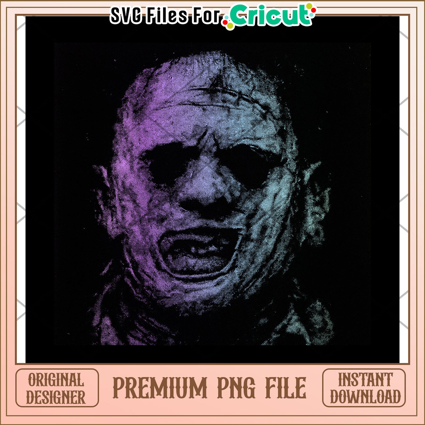 Leatherface neon png, halloween png, halloween killers png