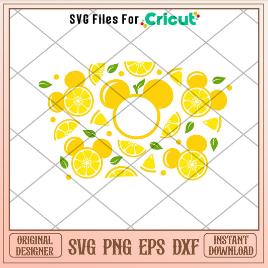 Lemon Ears Full Wrap, Lemon Mickey Mouse Full Wrap Svg