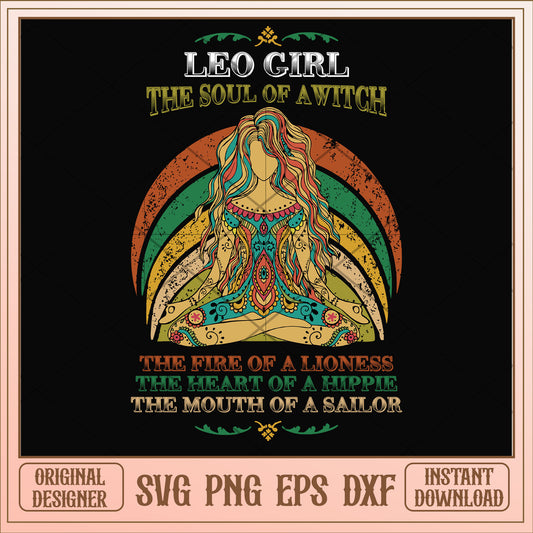 Leo girl the soul of a witch svg, leo svg, birthday svg