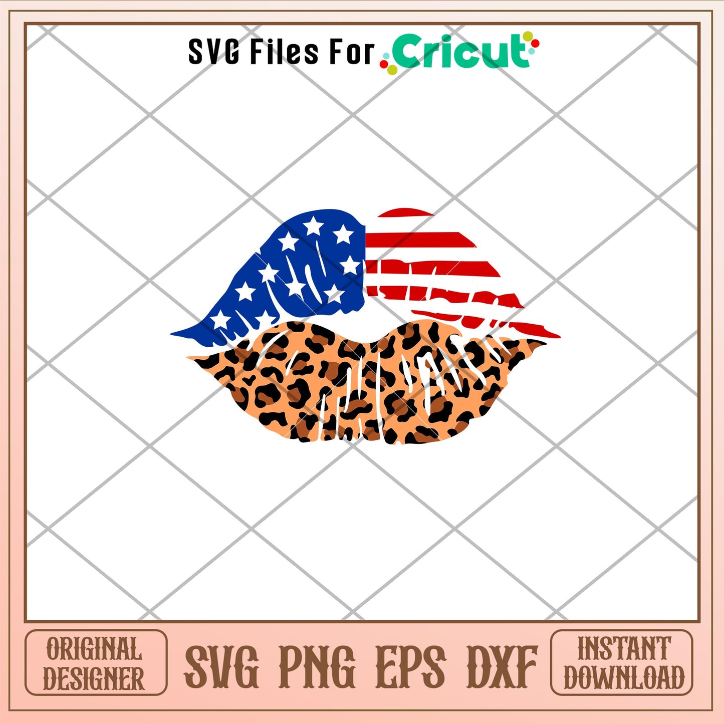 Leopard American Flag Lips, Leopard American Flag Lips Svg