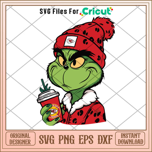 Leopard Grinch Kansas City chiefs SVG, the grinch outfit​ svg