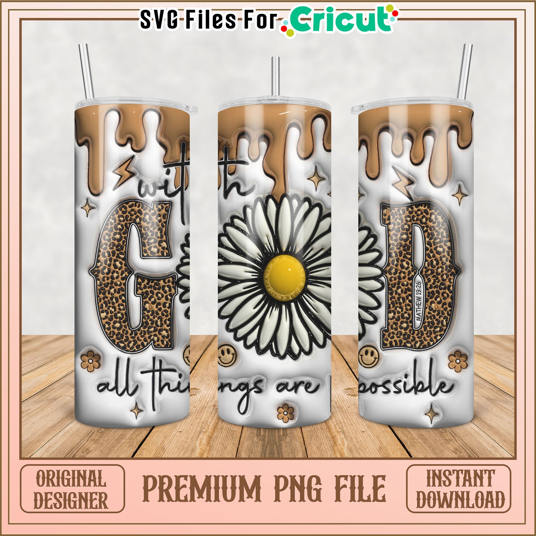 Leopard Print Faith Tumbler PNG