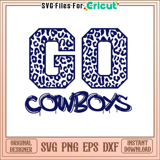 Leopard Print Go Cowboys SVG Design for Teams