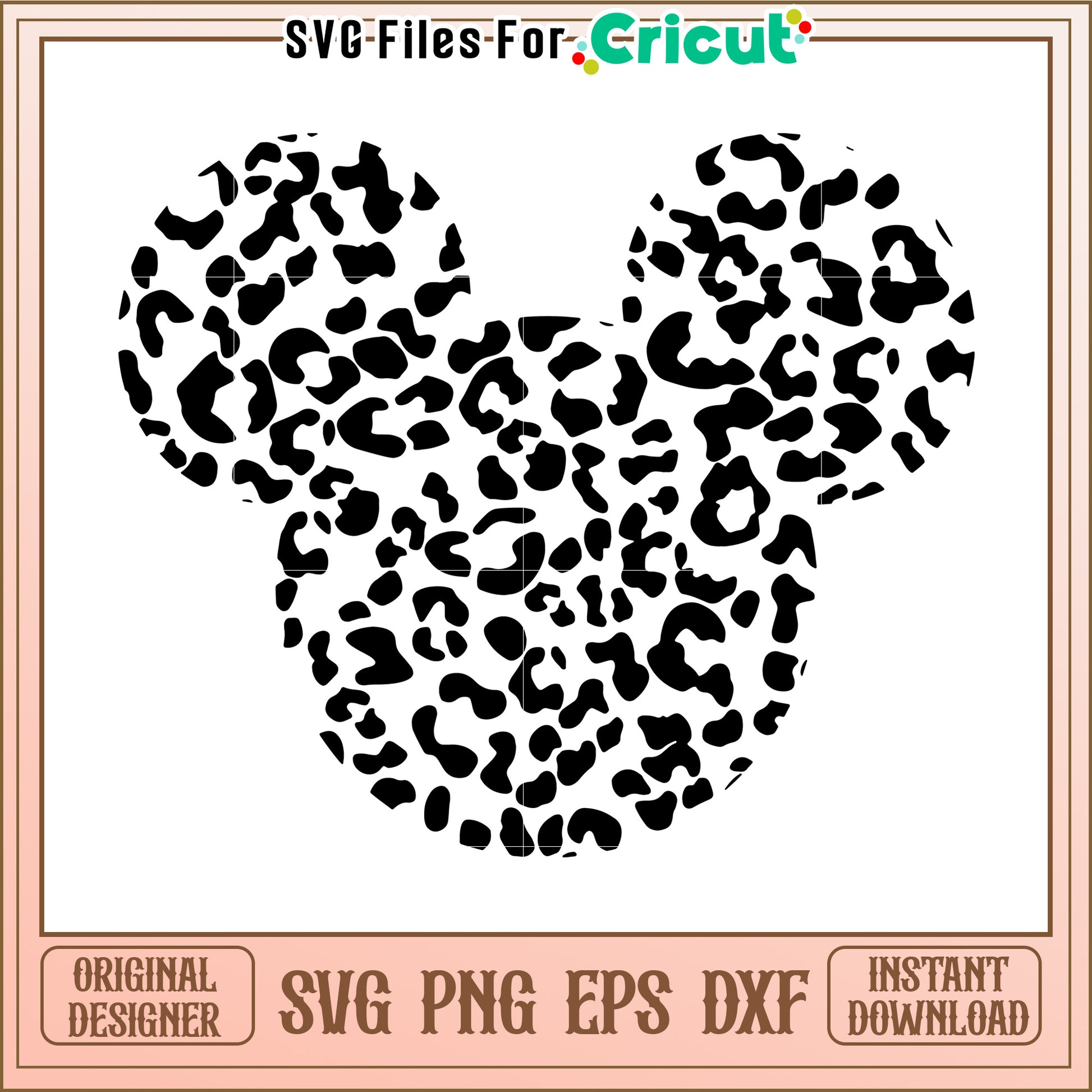 Leopard Print Mickey Mouse SVG Design