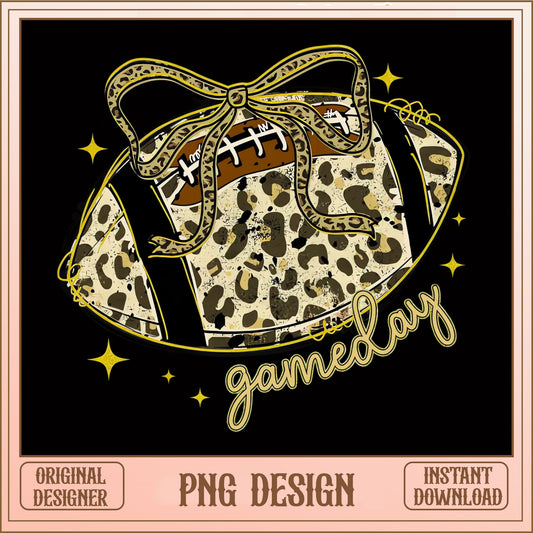Leopard Football Gameday PNG, Game Day Bow PNG, Football PNG