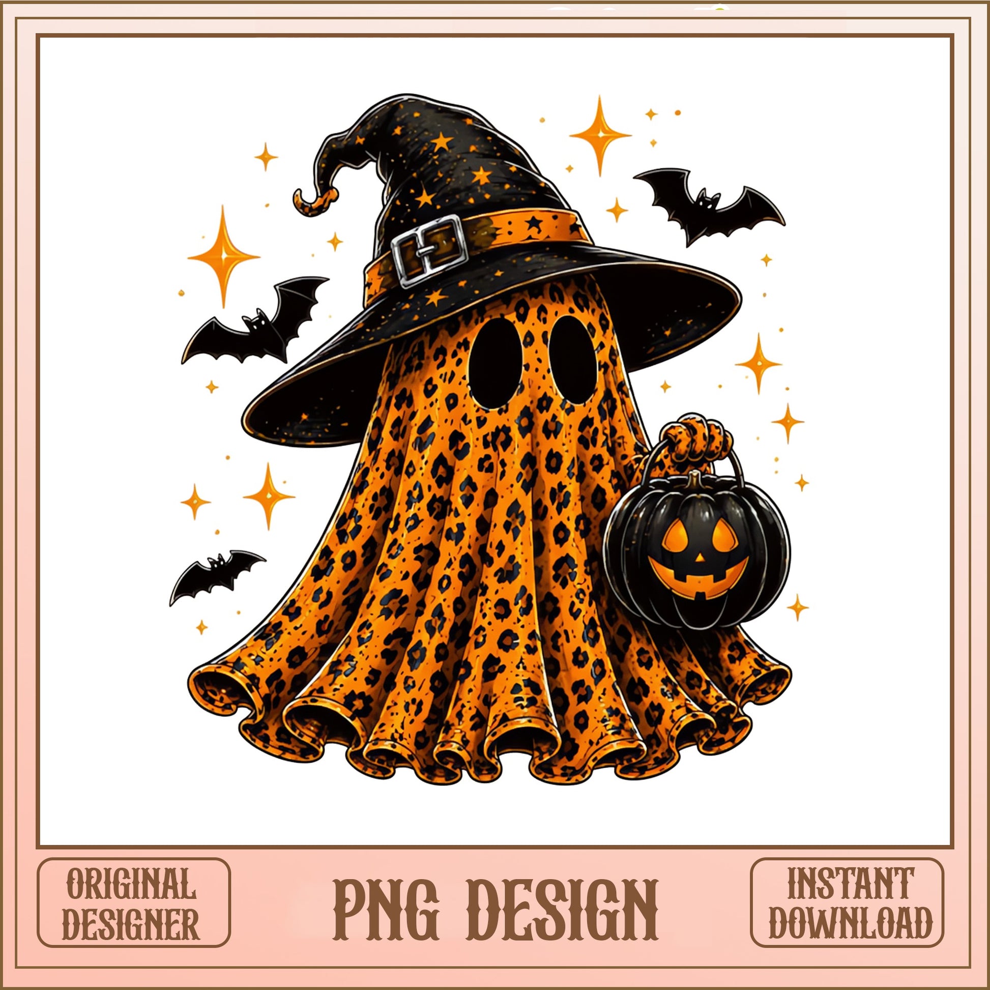 Leopard Ghost Witch Halloween PNG, Spooky Ghost PNG, Halloween PNG
