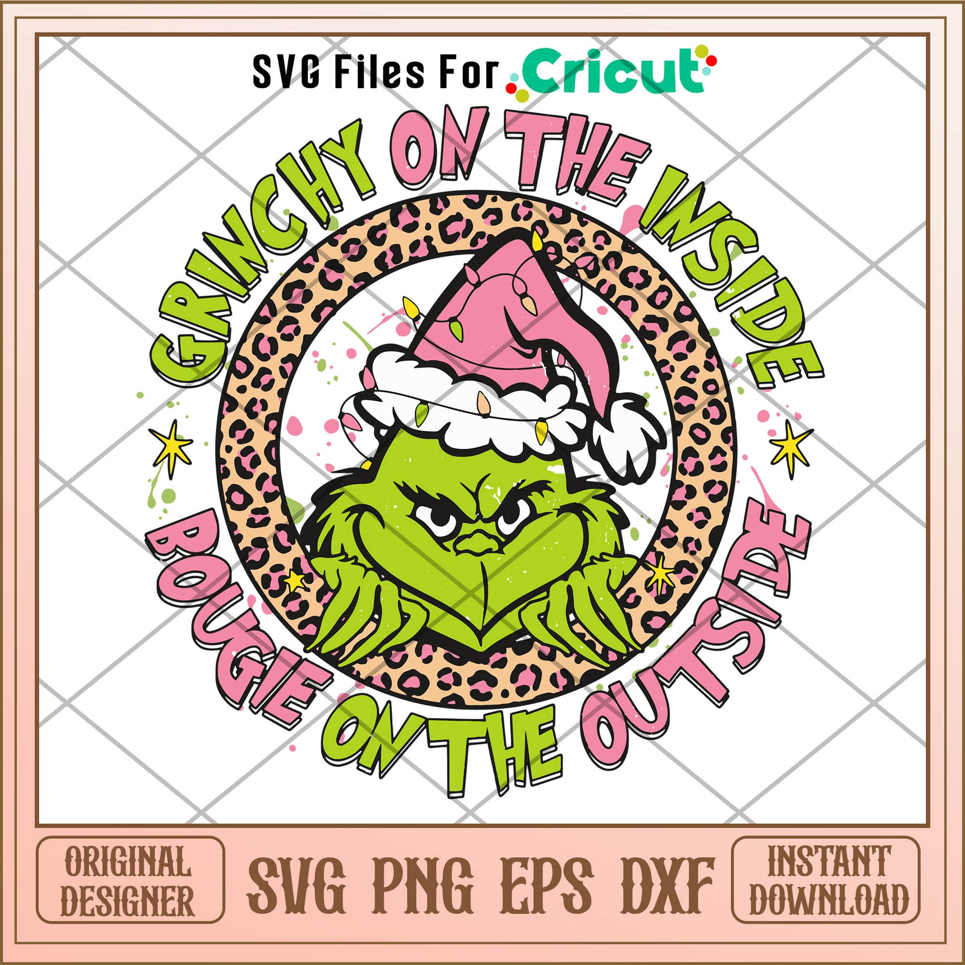 Leopard Grinchy On The Inside SVG, grinch circle svg