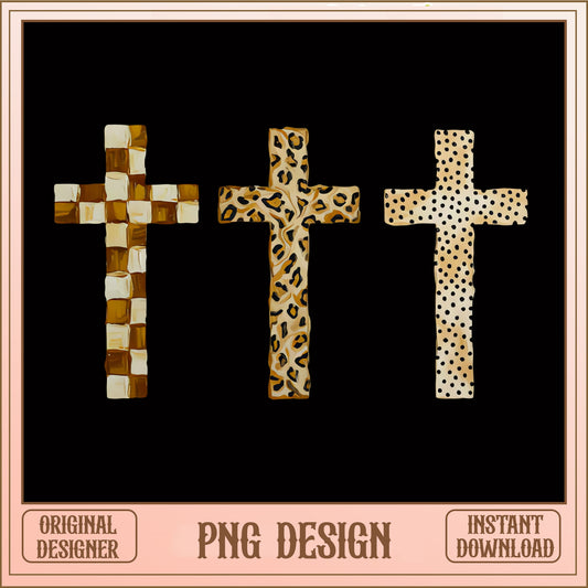 Leopard Print Cross PNG Bundle, Christian Cross Clipart, PNG