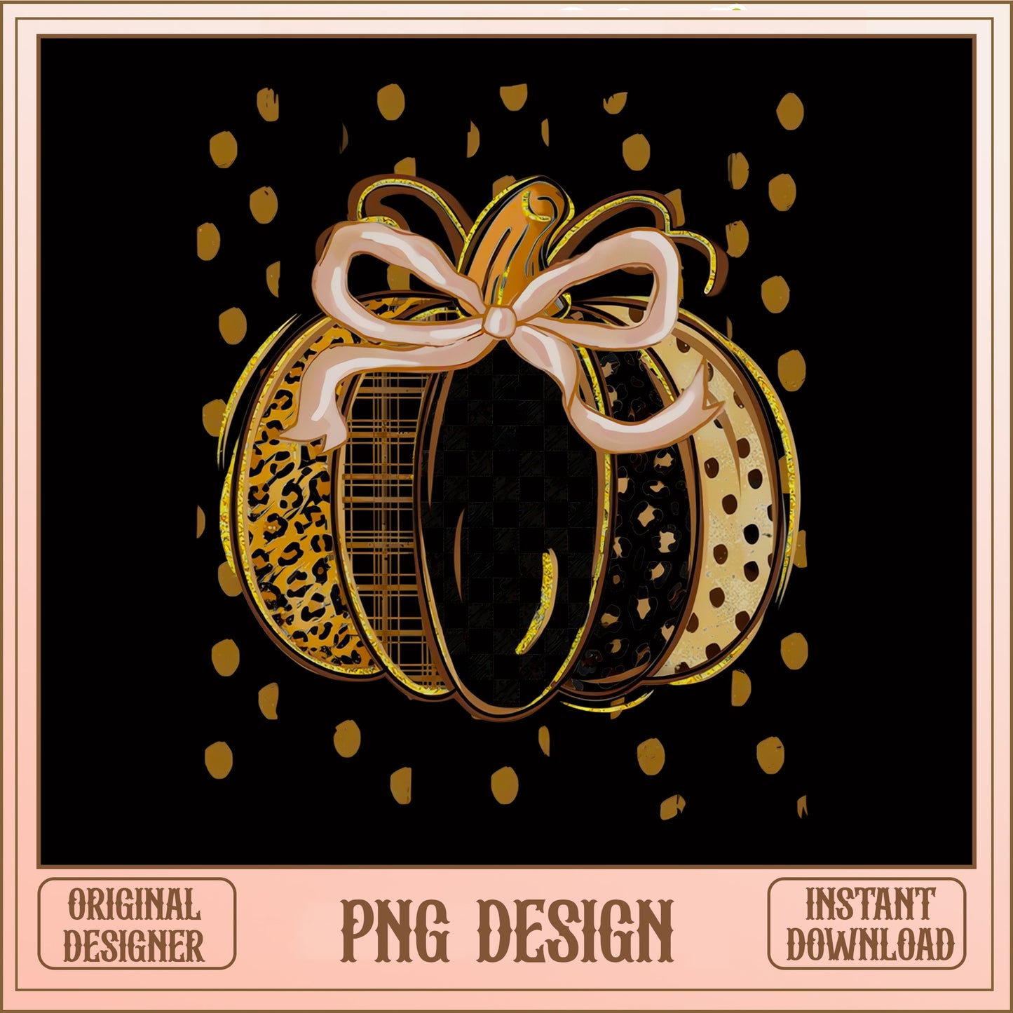 Leopard Print Pumpkin PNG, Coquette Bow Halloween PNG, Fall PNG