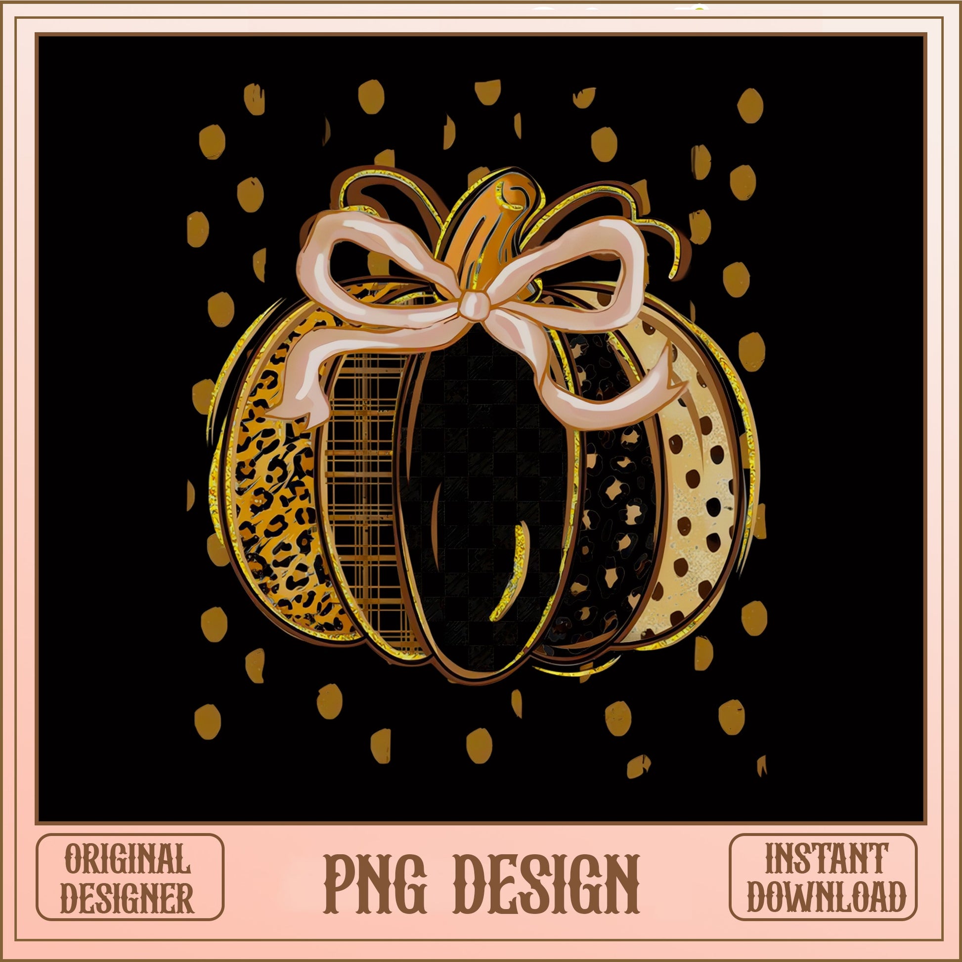 Leopard Print Pumpkin PNG, Coquette Bow Halloween PNG, Fall PNG