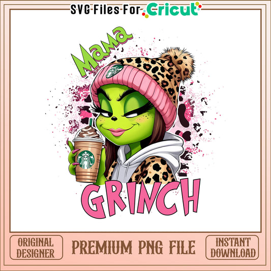 Leopard pink mama Grinch png, cartoon the grinch​ png, grinch mama​ png