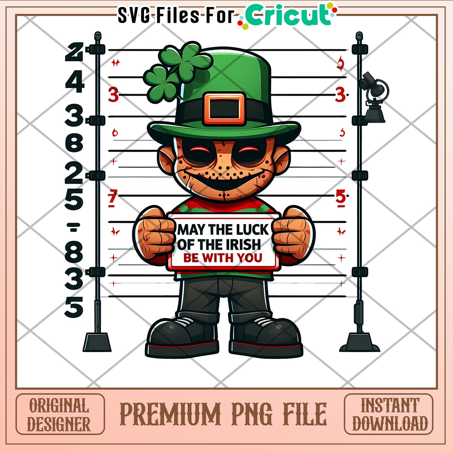 Leprechaun Mugshot PNG Cricut File