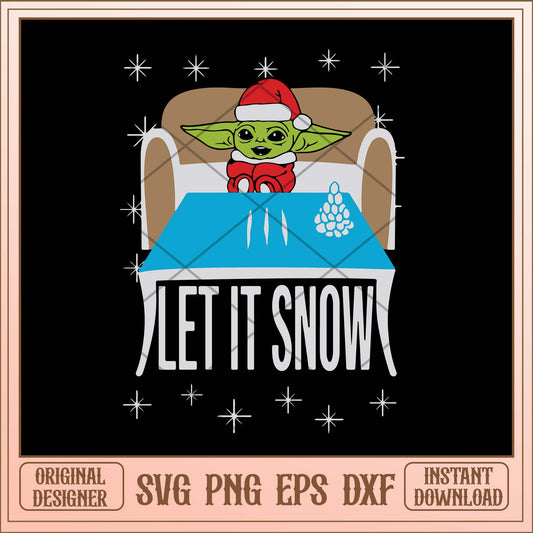 Let it snow svg, Christmas Baby Yoda in bed svg bundle