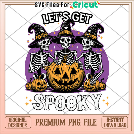 Let's get spooky png, halloween decorations png, halloween cartoon png
