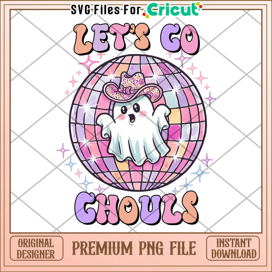 Let's go ghouls design png, halloween decorations png, halloween cartoon png