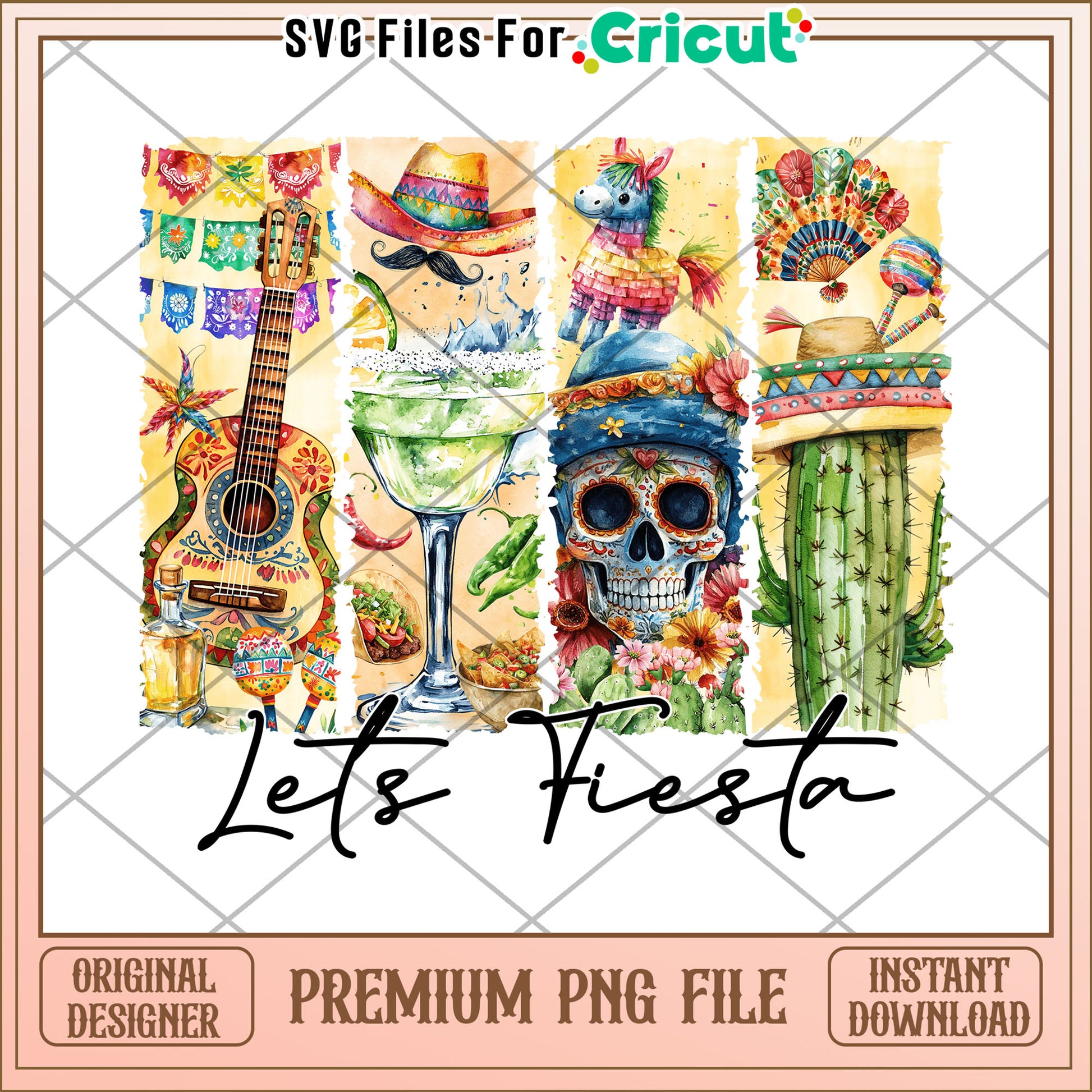 Lets Fiesta Watercolor PNG Sublimation