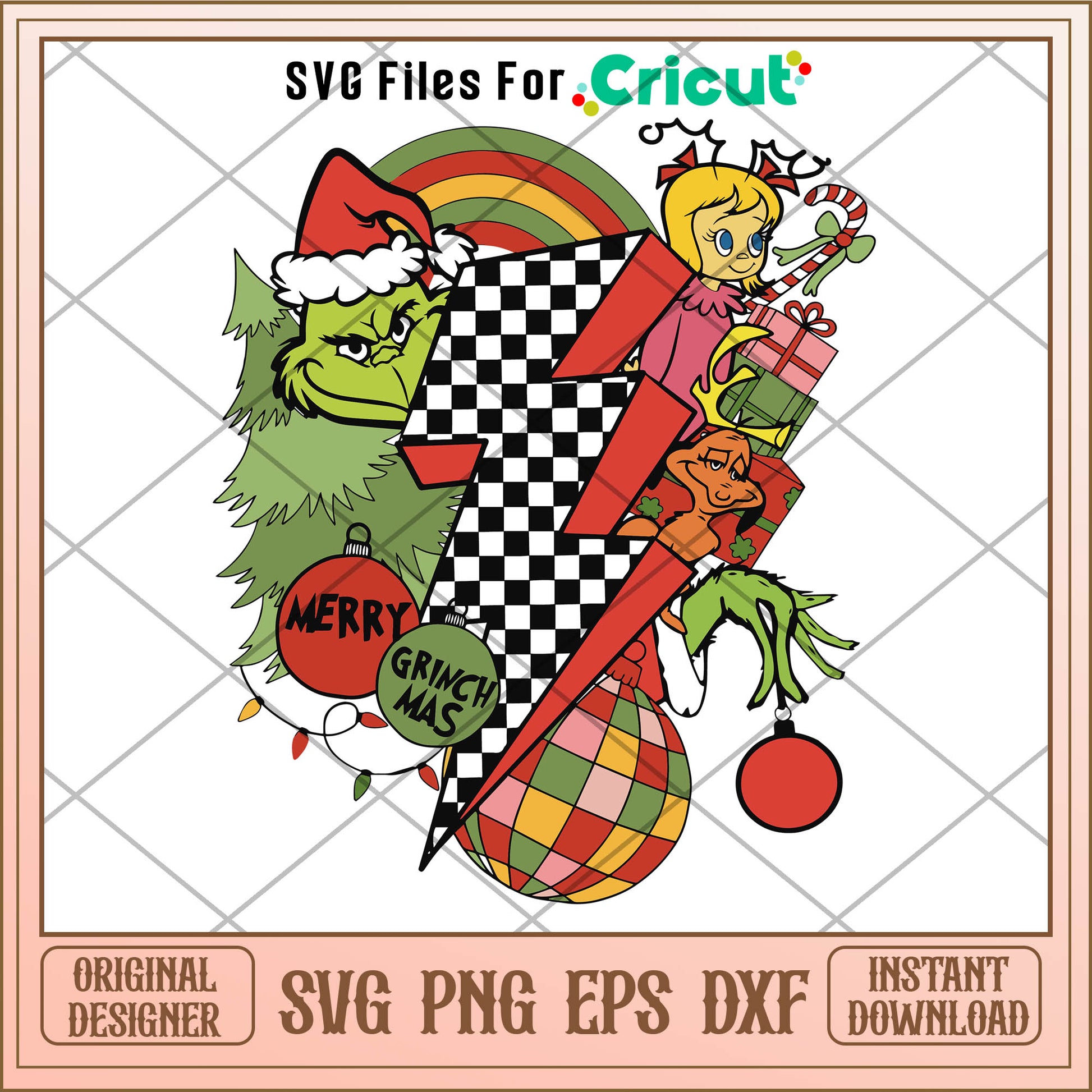 Lightning Bolt Christmas The Grinch And Friend SVG, whoville decorations svg