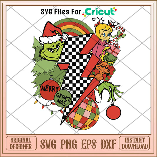 Lightning Bolt Christmas The Grinch And Friend SVG, whoville decorations svg