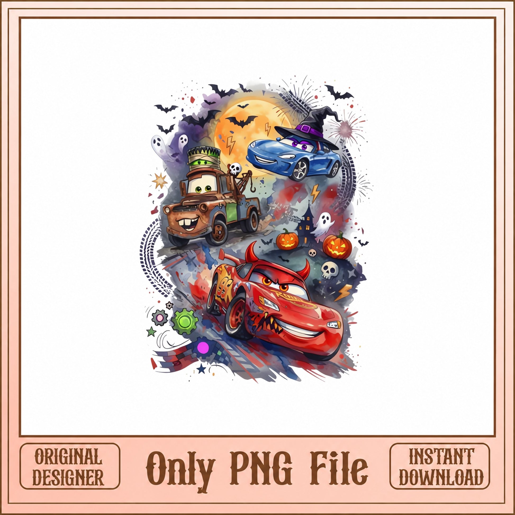 Lightning McQueen Halloween PNG, Cars Characters PNG, Disney PNG