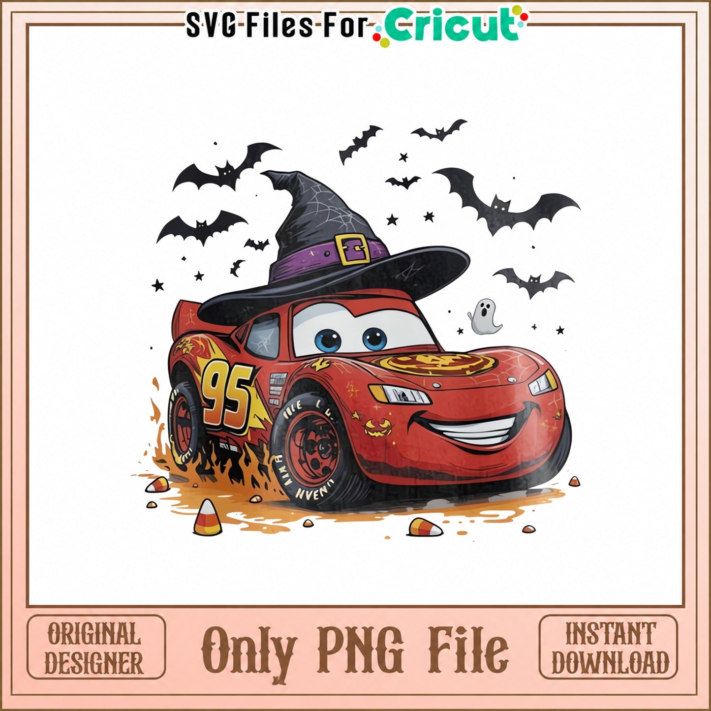 Lightning McQueen Halloween PNG, Cars Halloween Clipart, PNG