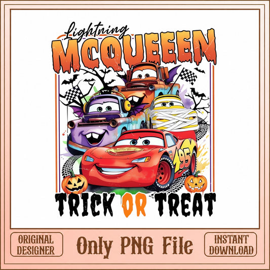 Lightning McQueen Halloween PNG, Trick Or Treat PNG, Disney Cars PNG