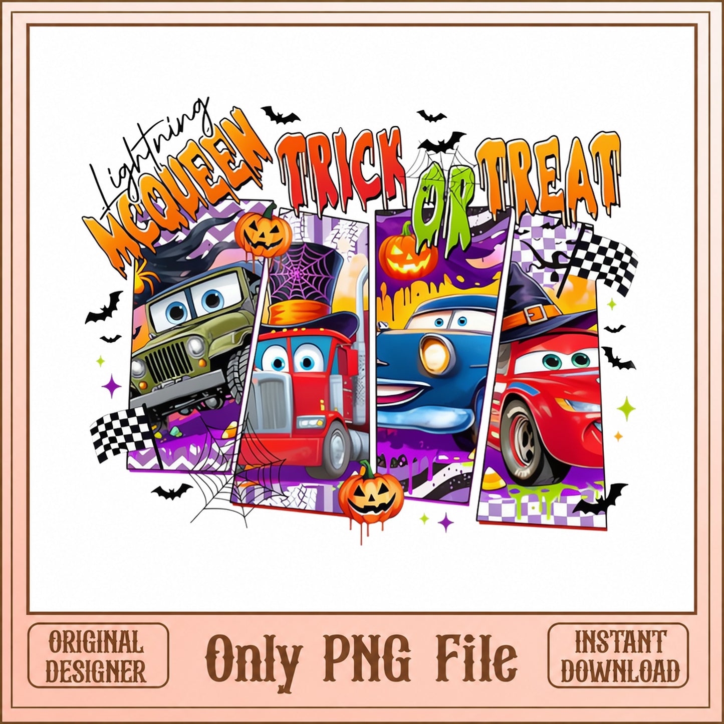 Lightning McQueen Trick Or Treat, Halloween Cars PNG, Disney PNG