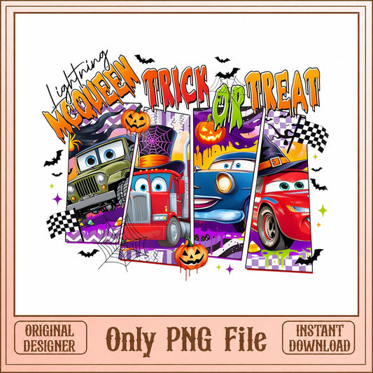 Lightning McQueen Trick Or Treat, Halloween Cars PNG, Disney PNG
