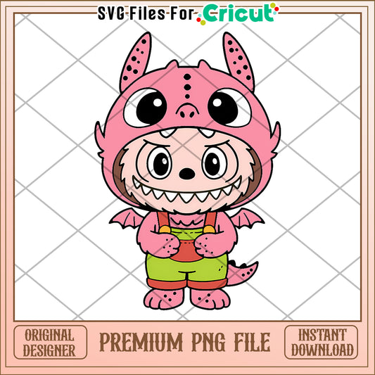 Light pink labubu toothless costume png, secret labubu​ png, labubu art​​​ png
