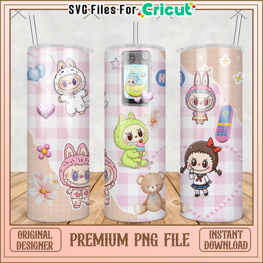 Light pink labubu tumbler png, labubu doll png, labubu toys png