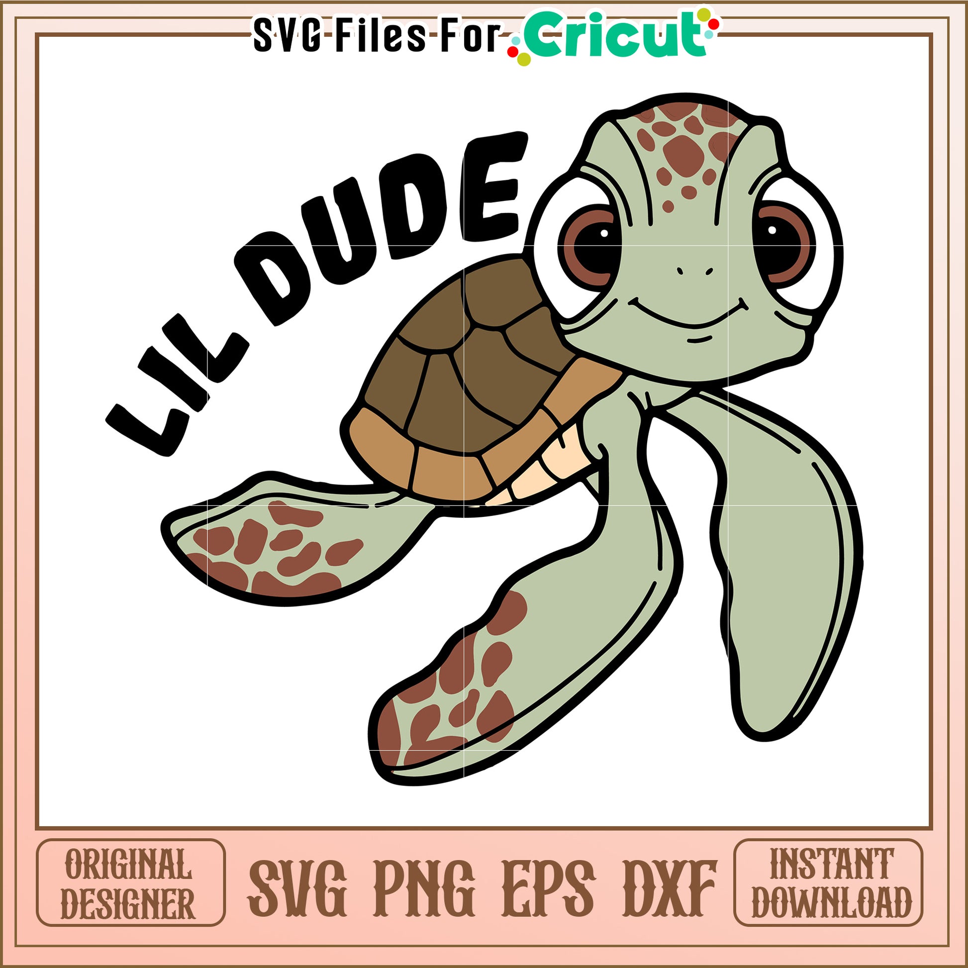 Lil Dude Turtle SVG Cut File Instant Download