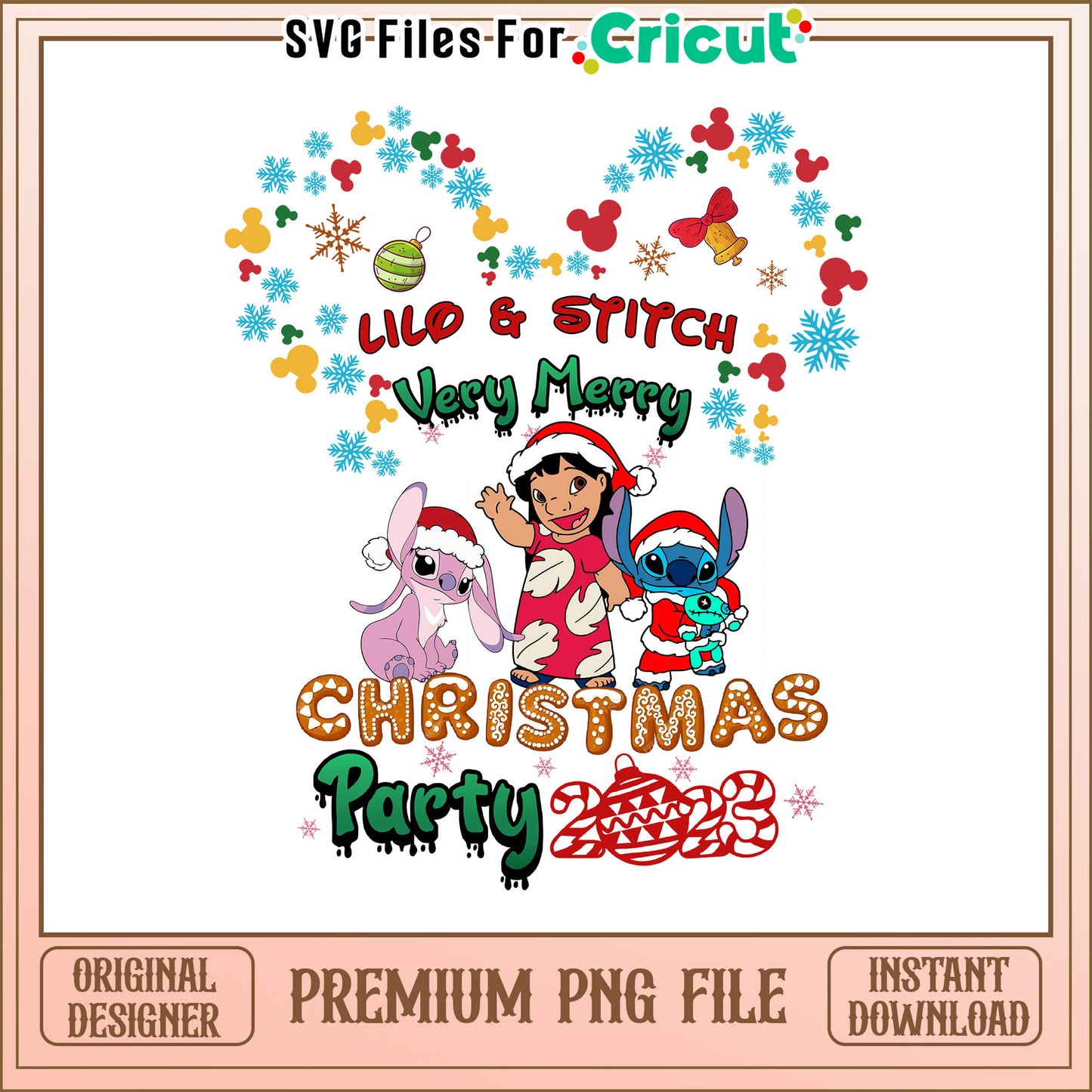 Lilo & Stitch very christmas png, christmas party 2023 png