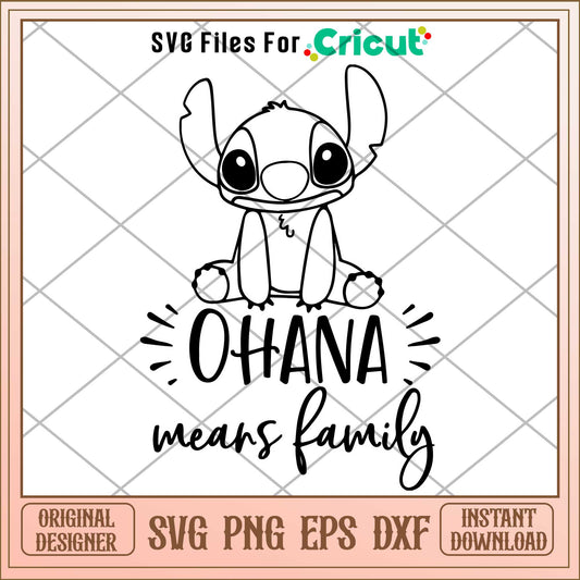 Lilo and Stitch Coloring Ohana means family Svg,  Disney characters svg, digital dowload