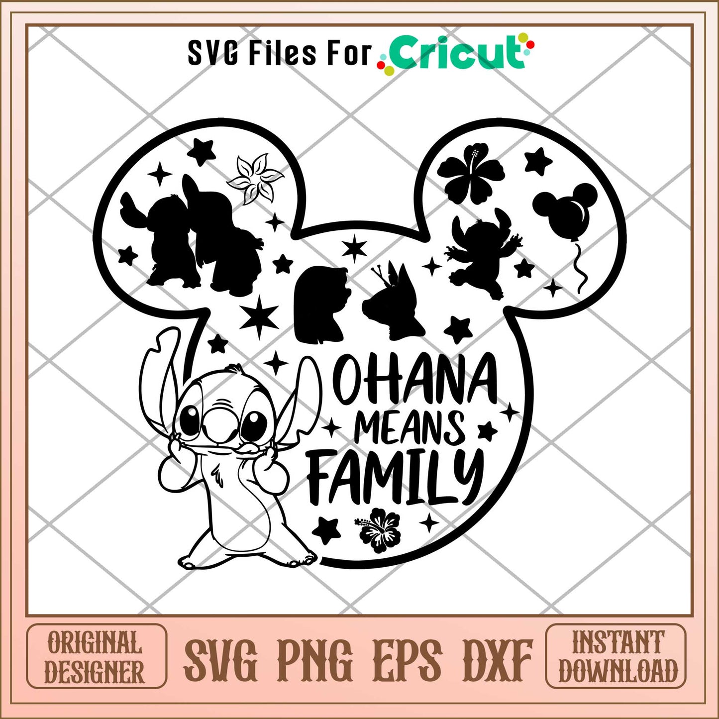 Lilo and Stitch Mickey Ears  Ohana Means Family Svg,  Disney characters svg, digital dowload