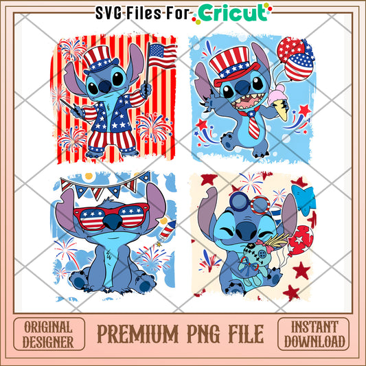 Lilo and stitch 4th of july png, 4th of july design png, freedom day png