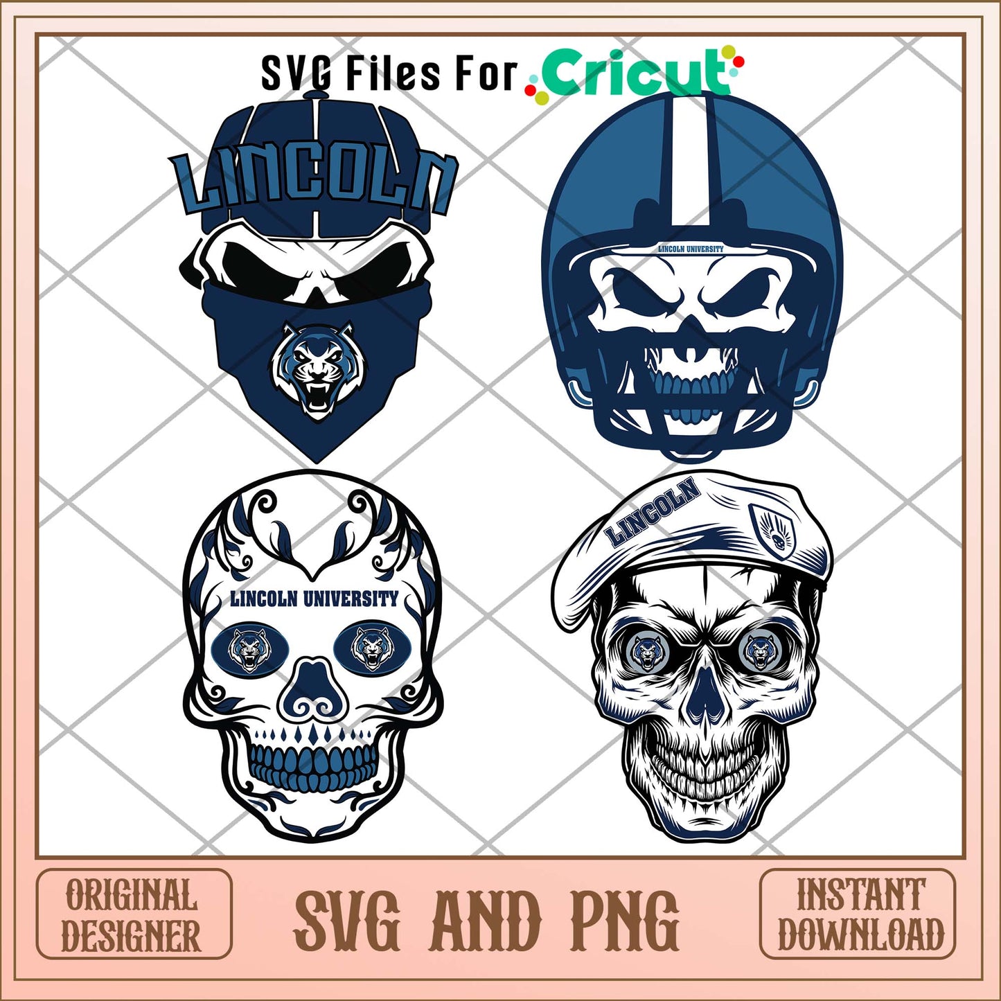 Lincoln University skull svg, Lincoln University svg bundle, NCAA svg