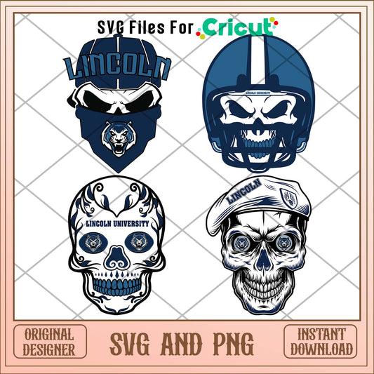 Lincoln University skull svg, Lincoln University svg bundle, NCAA svg