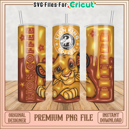 Lion King Coffee Tumbler PNG Design