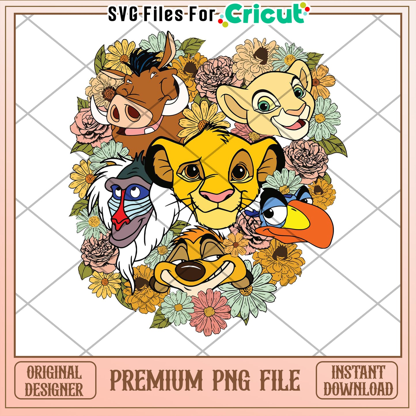 Lion King Floral PNG Cricut Design