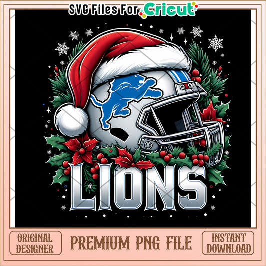 Lions Football Helmet Christmas Design, Premium PNG File Download