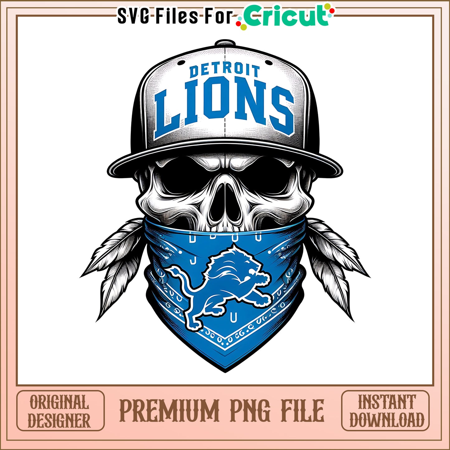 Lions team skull bandana png, Detroit Lions png, NFL png