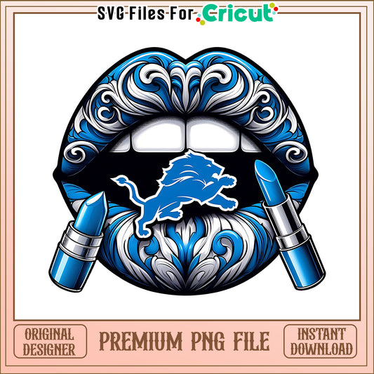Lions vintage lips design png, Detroit Lions png, NFL png